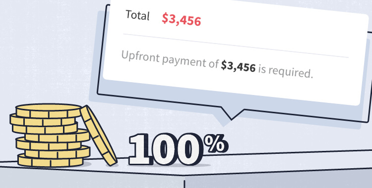 100% upfront - Upfront payment methods