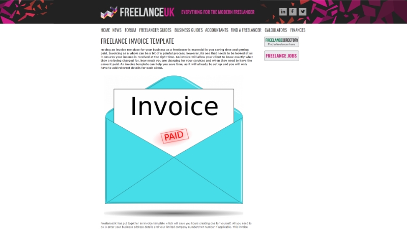 Freelanceuk - Freelance invoice template