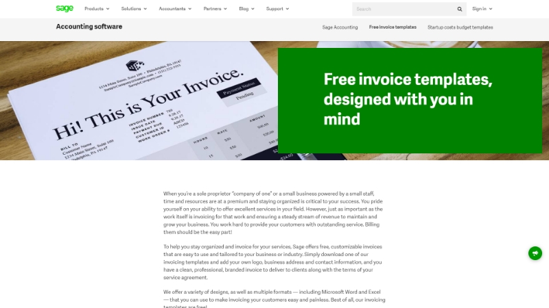  Sage - Freelance invoice template