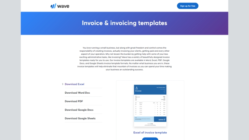 Waveapps - Freelance invoice template
